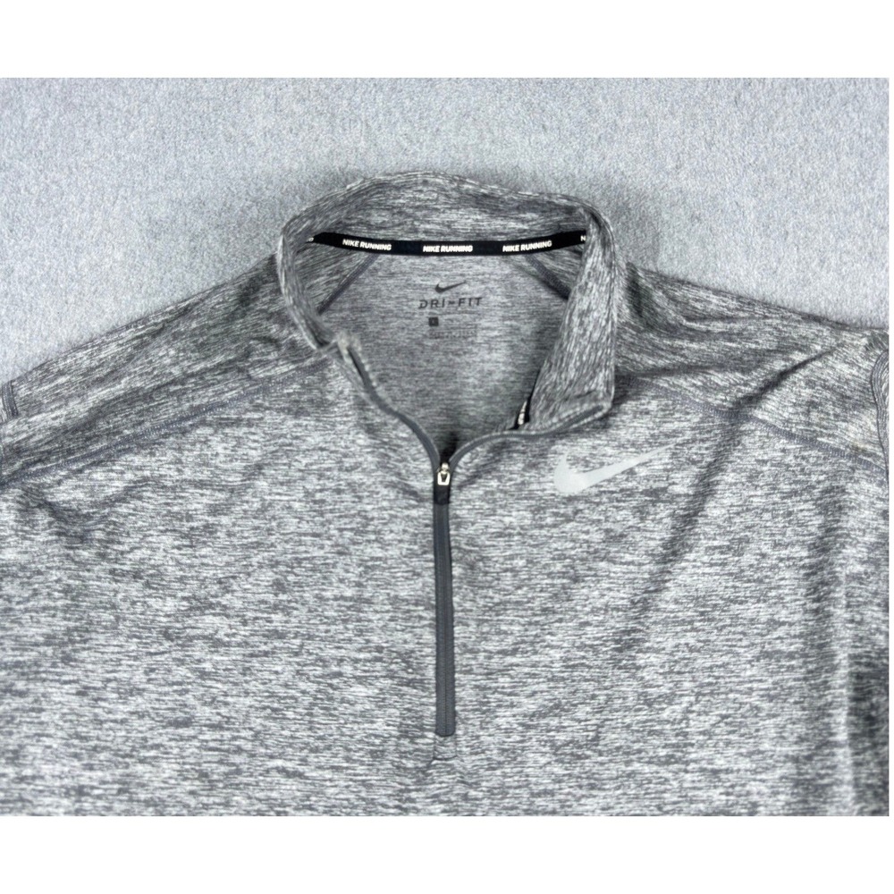 NIKE Dri-Fit Element Running 1/4 Zip Long Sleeve Pullover Men's L Gray